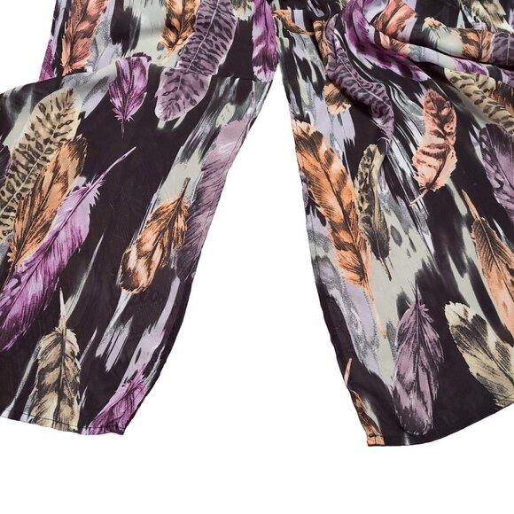 Vision Women's Sheer Multicolor Feather Pattern Open Cardigan - Picture 5 of 8